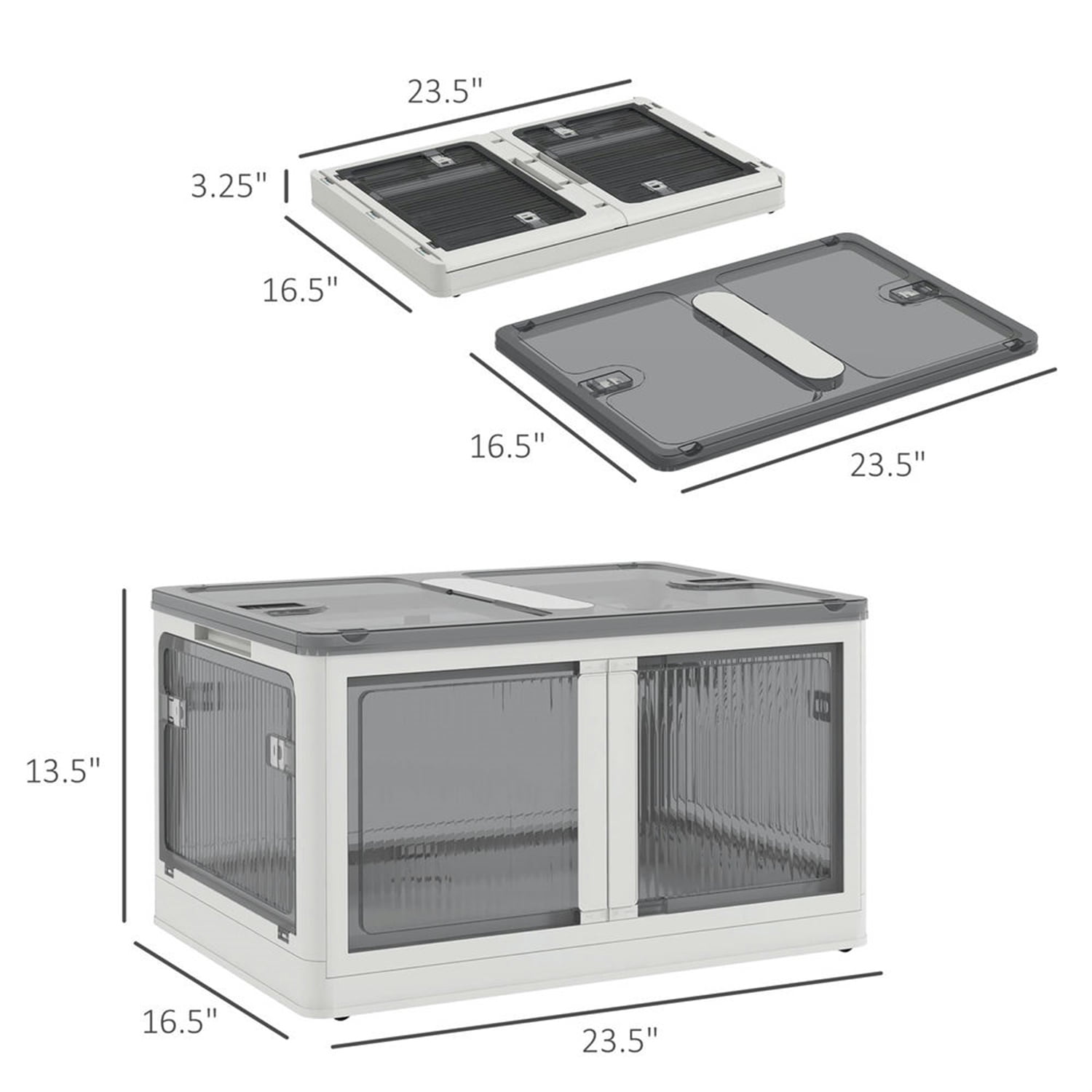 Hommoo Furniture,Stackable Storage Bins with Lids, Collapsible Closet Organizers and Storage, Plastic Drawer Storage Container on Wheels with 5-Sided Access, Doors for Blankets,White