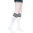thumbnail image 3 of Calcetines hasta la rodilla de algodón para mujer, calcetines de tubo deportivos de equipo de uniforme escolar, calcetines de algodón calcetines de fútbol calcetines deportivos rayas de color sól, 3 of 5