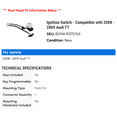 thumbnail image 2 of Ignition Switch - Compatible with 2008 - 2009 Audi TT, 2 of 2