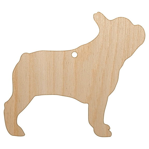 French Bulldog Dog Solid Wood Holiday Christmas Tree Ornament Unfinished DIY Pre-Drilled Craft