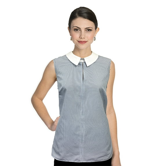 Executive Apparel 2441 Women's The Sydney Sleeveless Blouse-Blue Stripe-XL