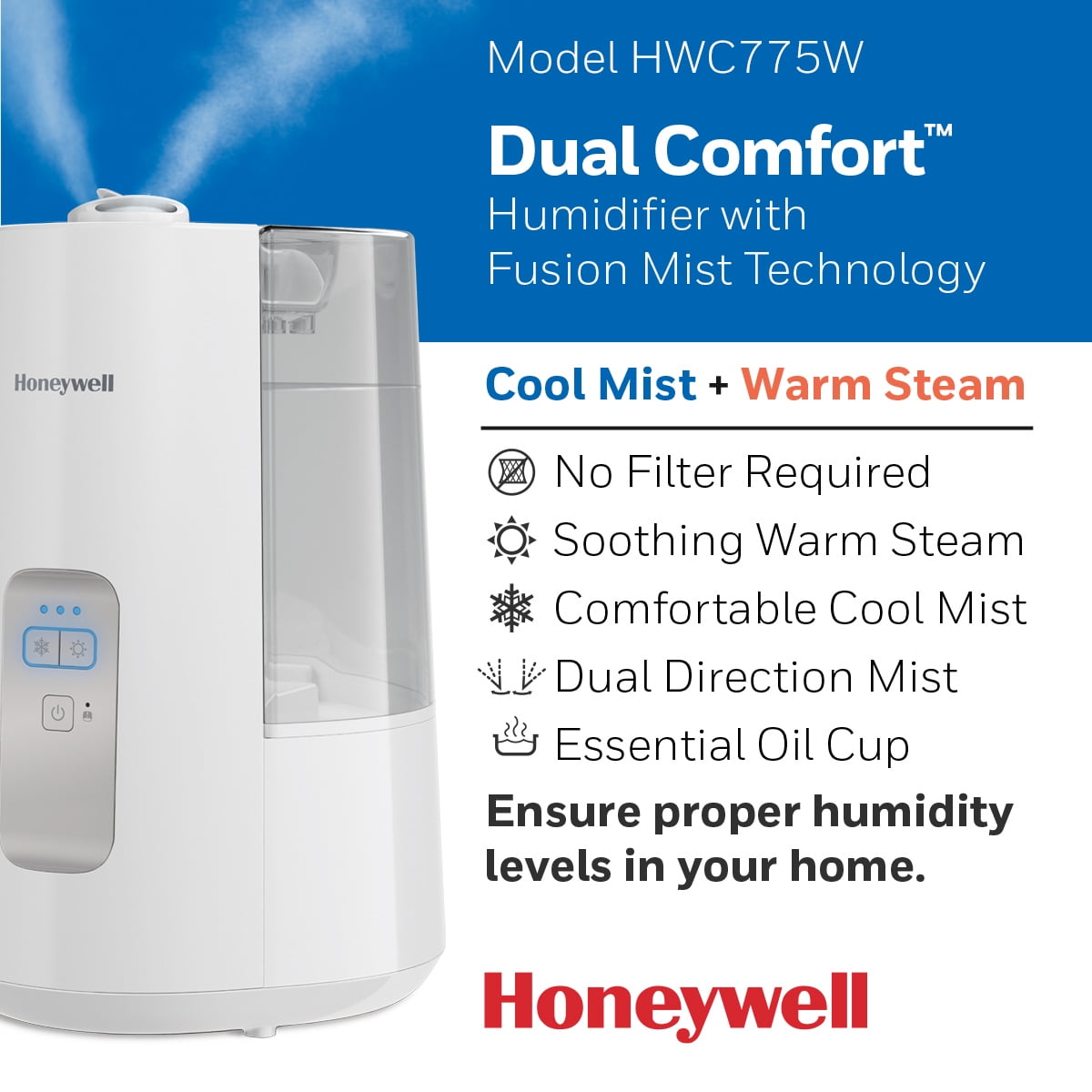 Buy Honeywell Dual Comfort Cool Warm Mist Humidifier with Fusion Mist