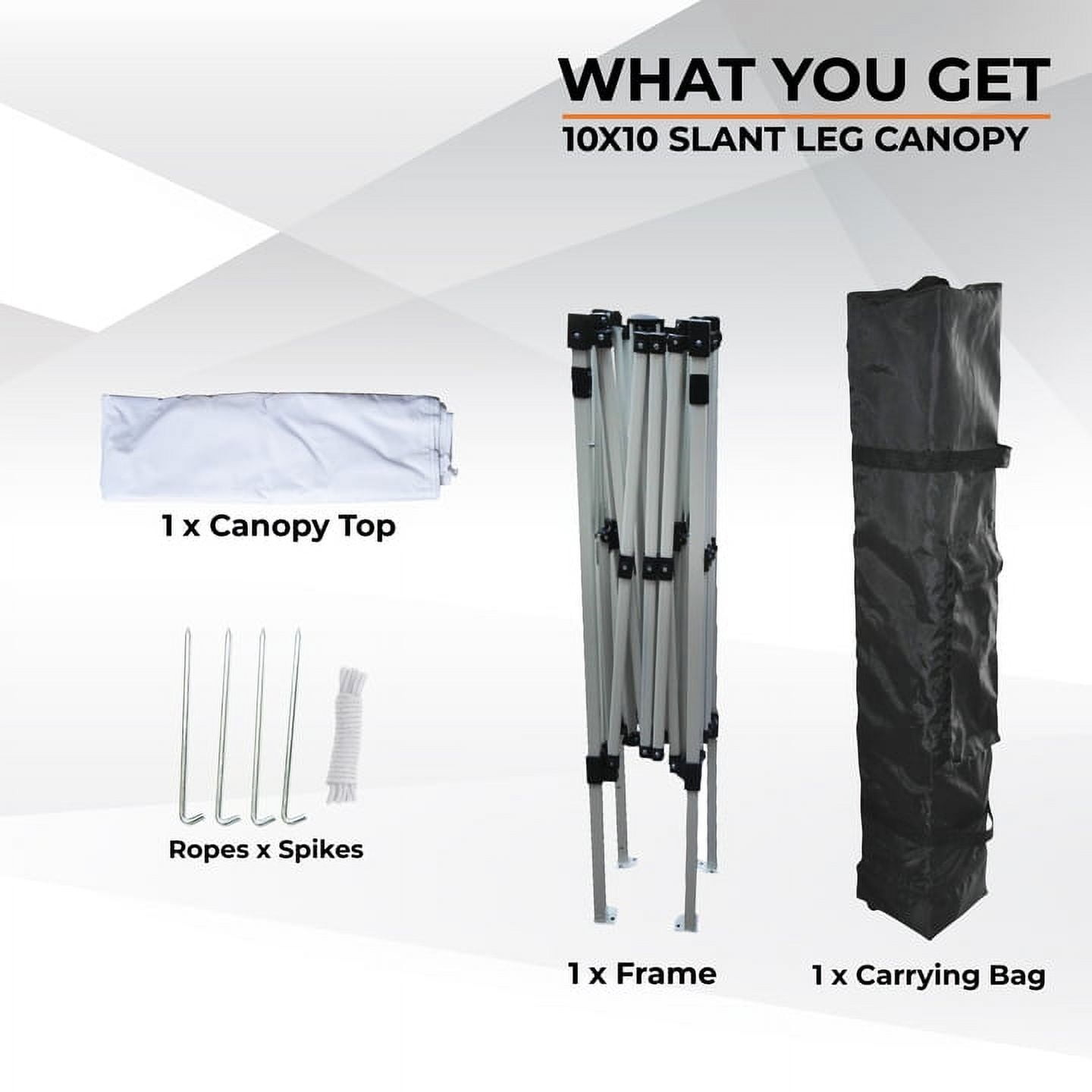 Impact Canopy 10 x 10 Pop Up Canopy Tent, Instant Slant Leg Portable Shade Tent with Carrying Bag, White