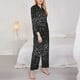 thumbnail image 3 of Balery Black And White Dotted Conjunto de Pijama con Estampado para Mujer, Conjunto de Dos Piezas con Manga Larga, Ropa de Dormir Suave con Bolsillos, Pijamas Cómodos-Medium, 3 of 7