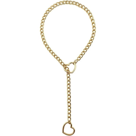 Woman Men O-ring Slip Link Chain Choker Necklace,Punk Stainless Steel Silver Long Adjustable Collar Clavicle Jewelry Accessory(Golden)