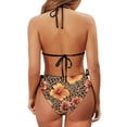 thumbnail image 6 of Chririnla Women's Halter Neck Two-Piece Bikini Set - Leopard & Tropical Hibiscus Print - Sexy Tie Side Swimwear for Beach Vacation & Pool Party, 6 of 9