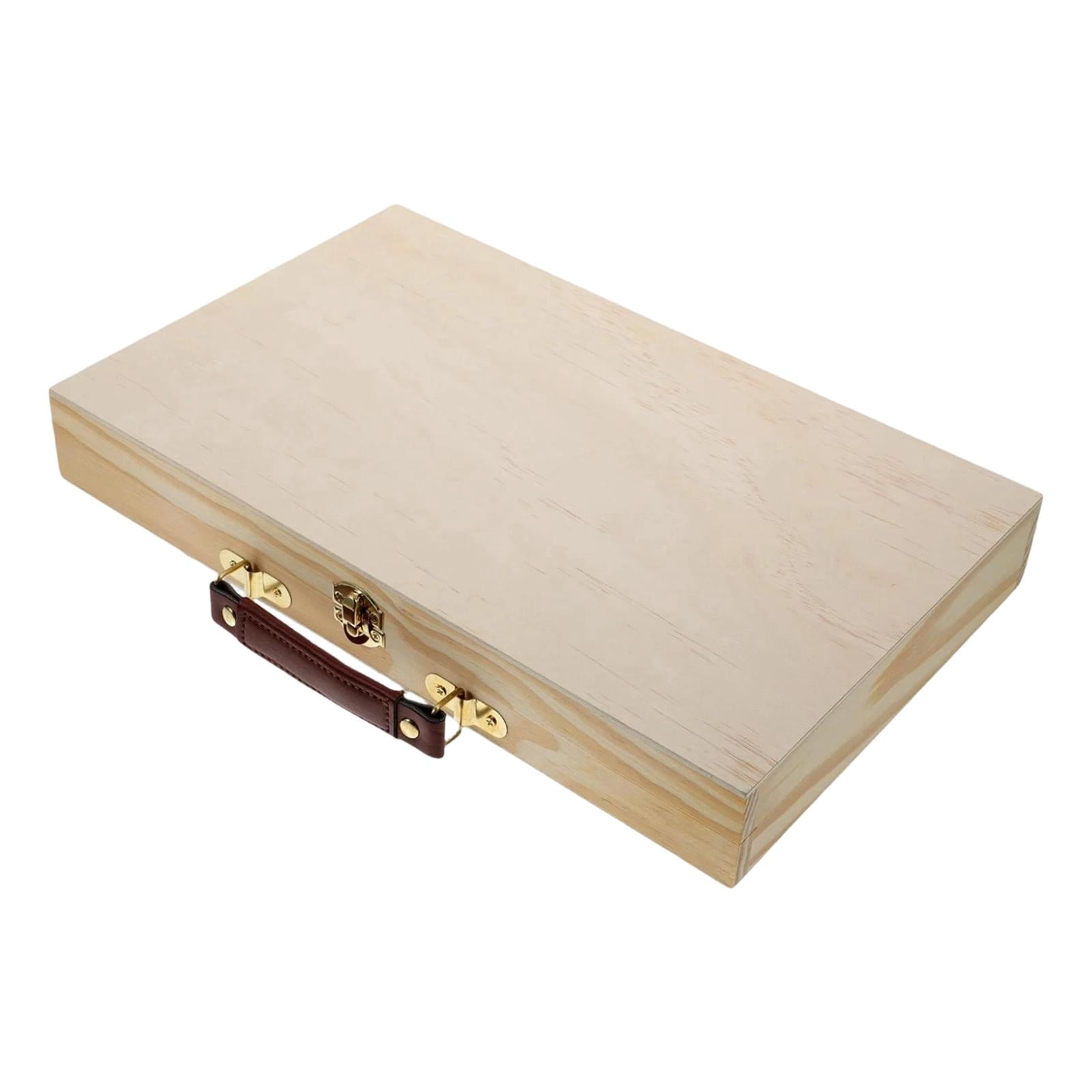 Sharprepublic Art Organizer Supply Box Wood Compact Handheld Craft Storage Accessory Case with