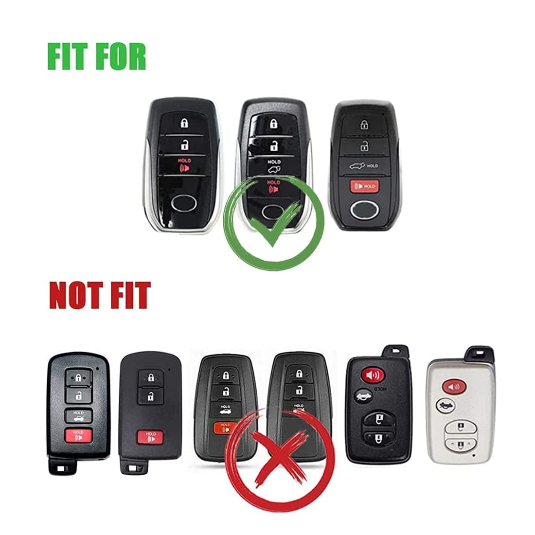 Zinc Alloy Metal Car Key Fob Case Accessories Compatible for Toyota Land Cruiser, 4Runner, RAV4, Camry, Highlander 2019-2022 Smart Key Fob Cover Protector Shell
