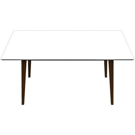 Pemberly Row 63 Rectangle Wood Dining Table in White Top/Walnut Legs