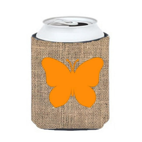 Butterfly Burlap and Orange Can or Bottle  Hugger