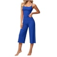 thumbnail image 2 of Zormilly Workout Sets for Women Spaghetti Strap Tank Top Wide Leg Capris Yoga Sets Stretch Soft Sport Sets, S-2XL, 2 of 9