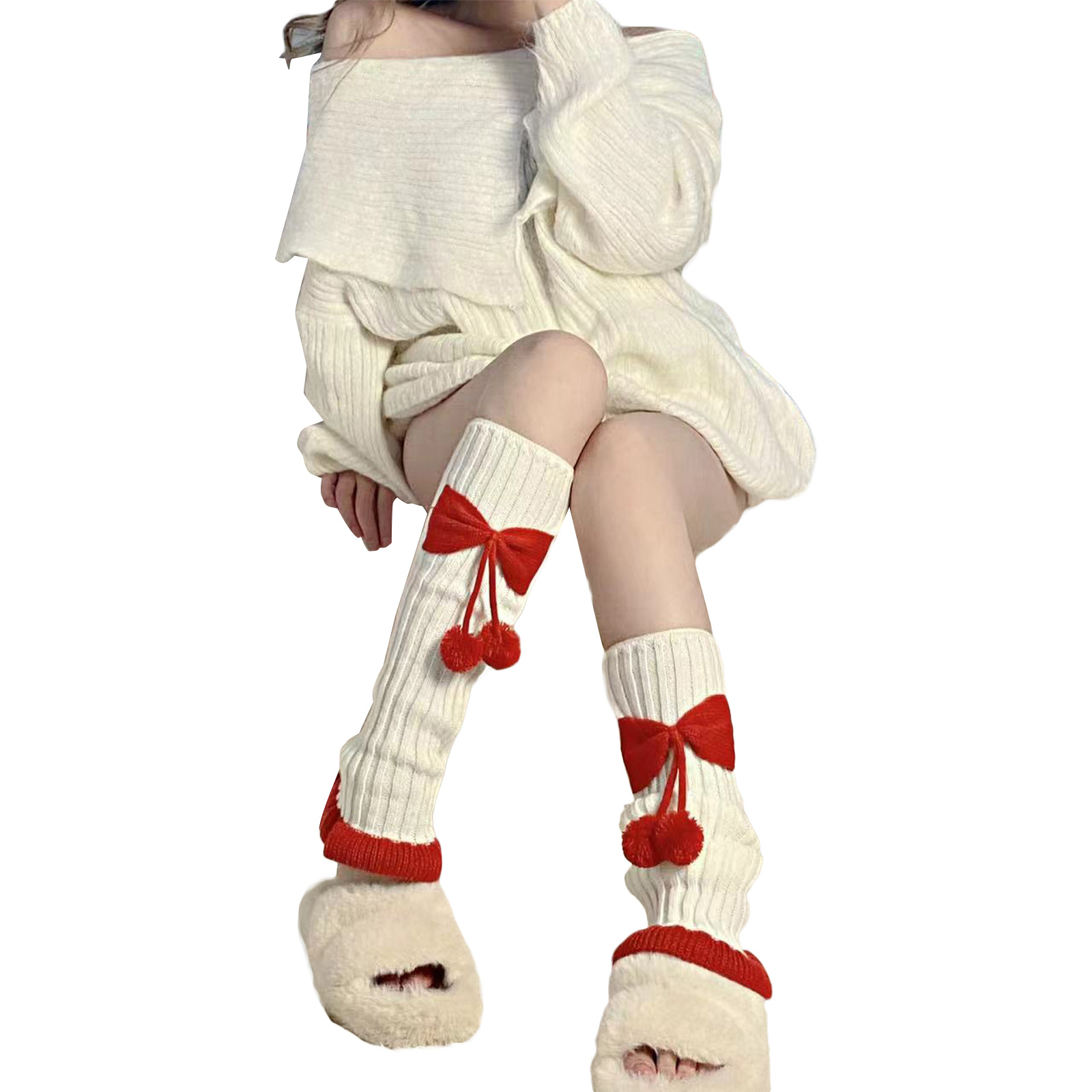 Blotona Crochet Leg Warmers for Women Girls Kawaii Cable Knit Leg Warmers 80s 90s Winter Warm