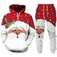 thumbnail image 2 of Christmas Santa Claus 3D Print Man Woman Hoodie + Pants 2pcs Sets New Year Holiday Party Casual Oversized Pullover Tracksuit Set, 2 of 4
