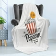 thumbnail image 4 of Movie Theater Soft Flannel Fleece Throw Blanket, Sketch Design Cinema Snack US Fast Food Pop Corn Art, Cozy Plush for Indoor and Outdoor Use, 50" x 60", Charcoal Grey Vermilion, by Ambesonne, 4 of 5