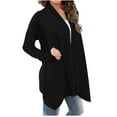 thumbnail image 4 of ZKIRBJV Cardigans for Women Long Sleeve Heavyweight Duster Top Open Front Shrug Cardigan Solid Color Dressy Casual Soft Cotton Cardigans Black L, 4 of 4