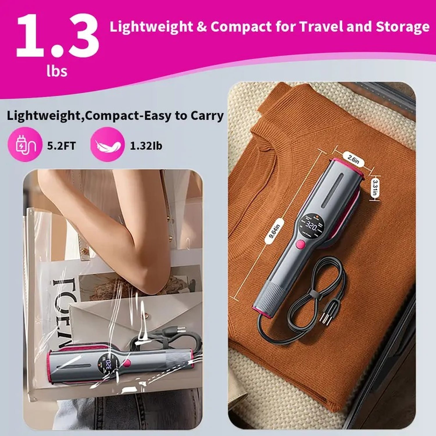 Dr  Flash 7-Mode Handheld Garment Steamer, 1200W Portable Travel Steamer with LED Display and 90-Degree Rotatable Handle
