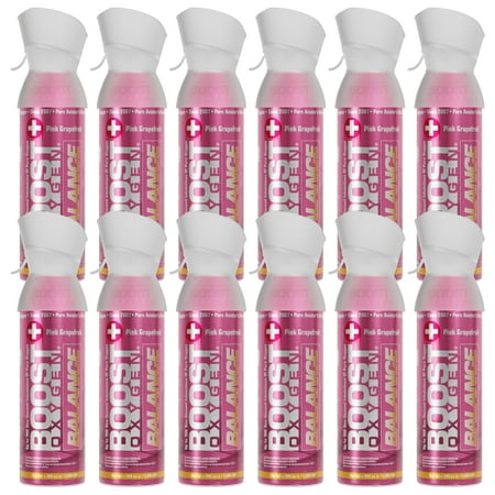 (12 pack) Boost Oxygen Portable Canned Oxygen, Pink Grapefruit, 5L