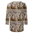 thumbnail image 5 of RKSTN Hauts pour Femmes Mode Décontractée Mignon Lapin de Pâques Imprimé Manches 3/4 Col Rond Hauts Printemps Été Imprimé 3D Chandail Froncé Blouse Hauts, 5 of 5
