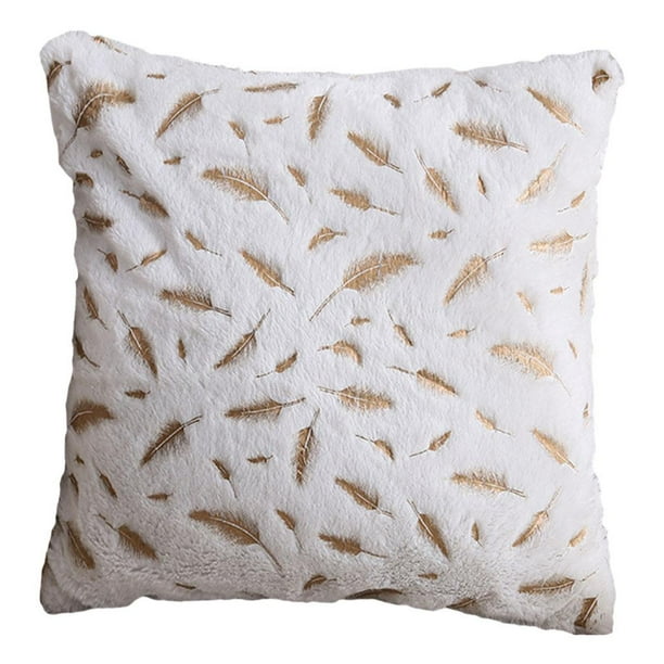 Funda de cojín de felpa de terciopelo suave de doble cara para el hogar, funda de almohada para sofá blanco