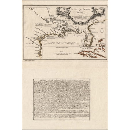 24"x36" Gallery Poster, map of Indian villages 1683 in french p1
