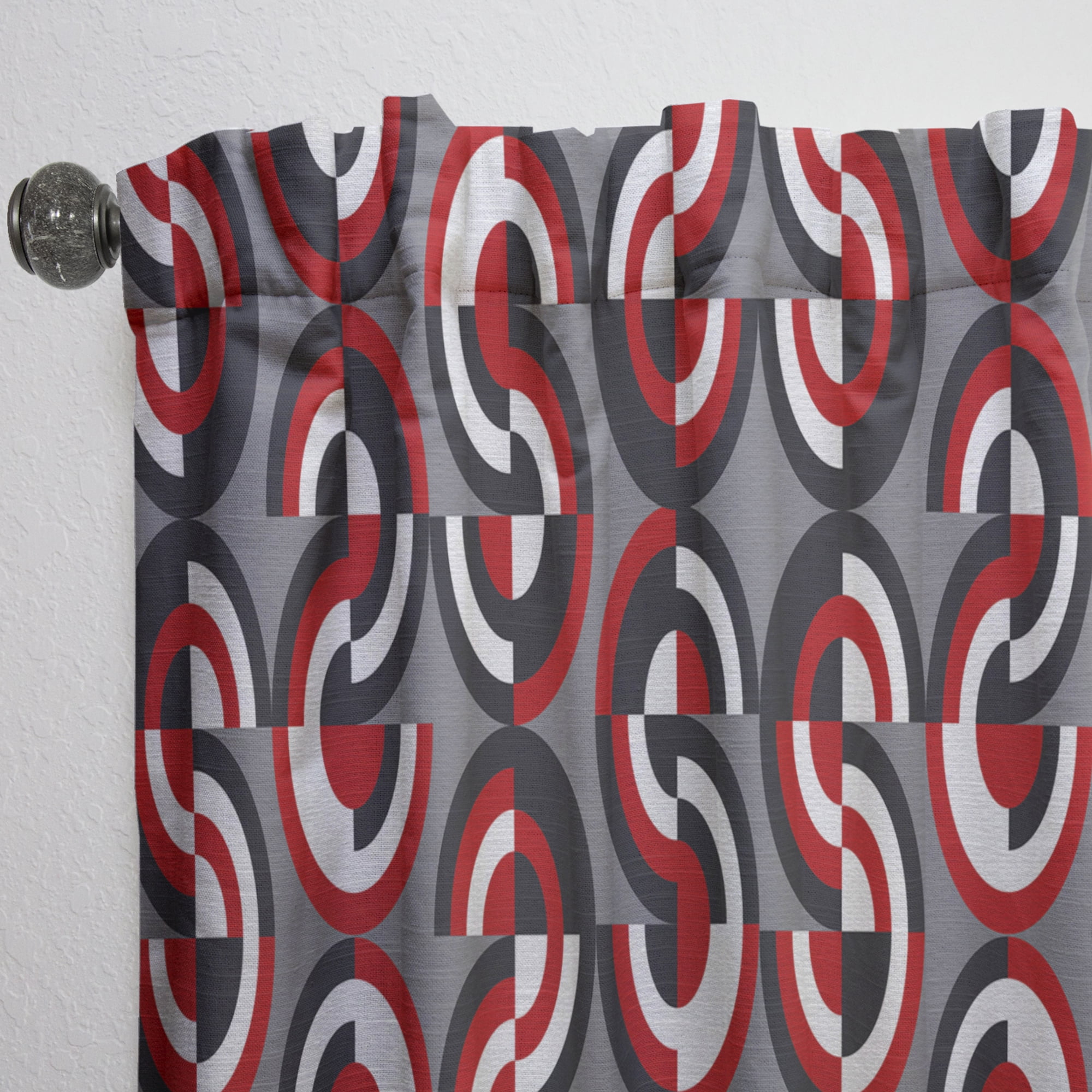 Designart 'Circular Retro Pattern Geometrical' Mid-Century Modern Curtain Panel