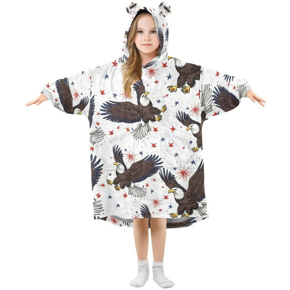 joogoo Wearable Blanket Hoodie for Eagles Stars Oversized Sherpa Hooded 3-14 YR M