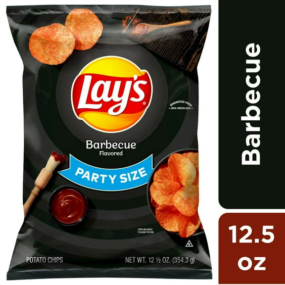 Lay's Barbeque Potato Snack Chips,Party Size, 12.5 oz.Bag (Pack of 6)