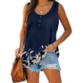 thumbnail image 1 of KSCYKKKD Tank Top for Women,Women Casual Sleeveless Tank Tops,Crew Neck Pullover Tank Tops Shirt,Floral Loose Fit Shirt Tees,Navy,M, 1 of 7