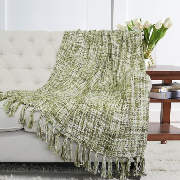 Home Soft Things Naga Knitted Throw - Martini Olive - 50" x 60"