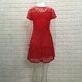 thumbnail image 4 of Floral Lace Sundress, Cap Sleeve Smocked Bodice with Tiered Skirt, Feminine Spring Dress for Easter, Brunch & Outdoor Wedding Red L, 4 of 4