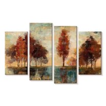 Elephant Stock Field And Forest I Wall Art - Horizontal Multi Panel Canvas - Living Room Wall Decor - Nature Multi Panel - Red And Brown Decor By Silvia Vassileva - 75" x 48"