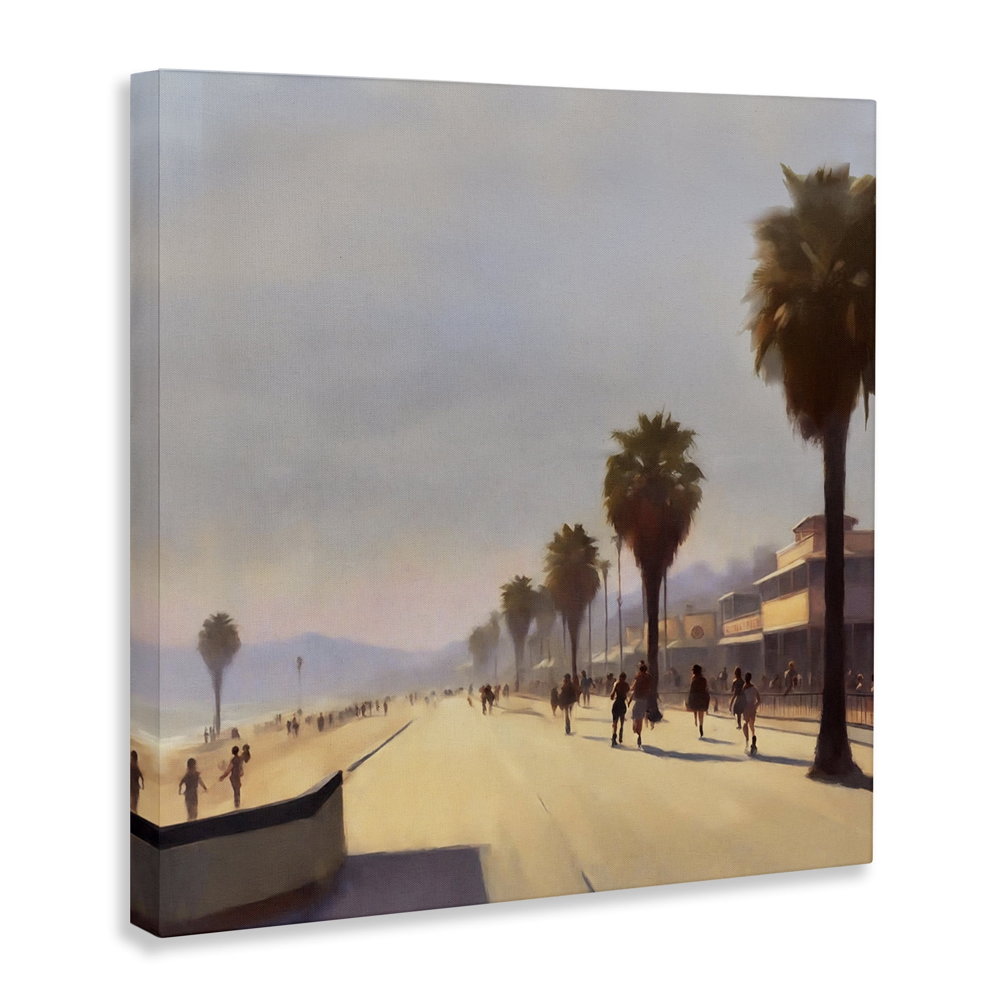 Stupell Industries Palm Tree Boulevard Landscape & Nature Painting Wrapped Canvas Art Print Wall Art, 17 x 17