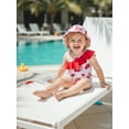 thumbnail image 5 of BemeyourBBs Toddler Baby Girls Swimsuit with Hat 2 Pcs Set Cherry Bow Strawberry Print Ruffled Trim Spaghetti Strap Sleeveless Swimwear, 5 of 9