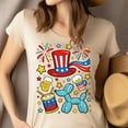 thumbnail image 4 of Balloon Dog and Patriotic Fun T-Shirt for Adults, Cartoon Beer Drum Hat Graphic Tee, Gold, Size 3XL, 4 of 6