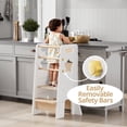 thumbnail image 3 of Toddler Standing Tower, 3 Levels Height-Adjustable Wooden Kitchen Stool Helper for Kids with Removable Safety Bars, White, 3 of 8