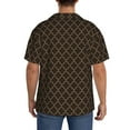 Qokaie Brown Moroccan Trellis Print Mens Casual Wrinkle Free Shirts