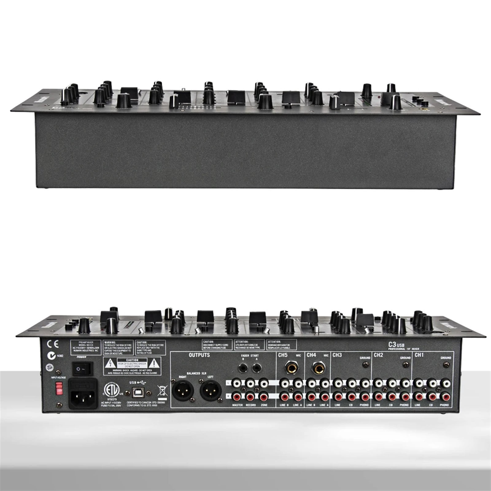 Rack Mount Au-dio Mixer Professional 5 Channel DJ Stereo Mixer Mixing Console C3 Numark Dj Stage Performance Professional ,Precision Control