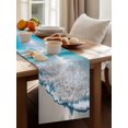 thumbnail image 3 of Summer Beach Blue Ocean Table Runner 13x90in Non-Slip Cotton Linen Table Runners, Seaside Waves Dresser Scarves TableRunner for Dinner Kitchen Dining Wedding Party, 3 of 9