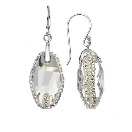 5th & Main Rhodium-Plated Sterling Silver Clear Swarovski with White Pave Crystal Earrings