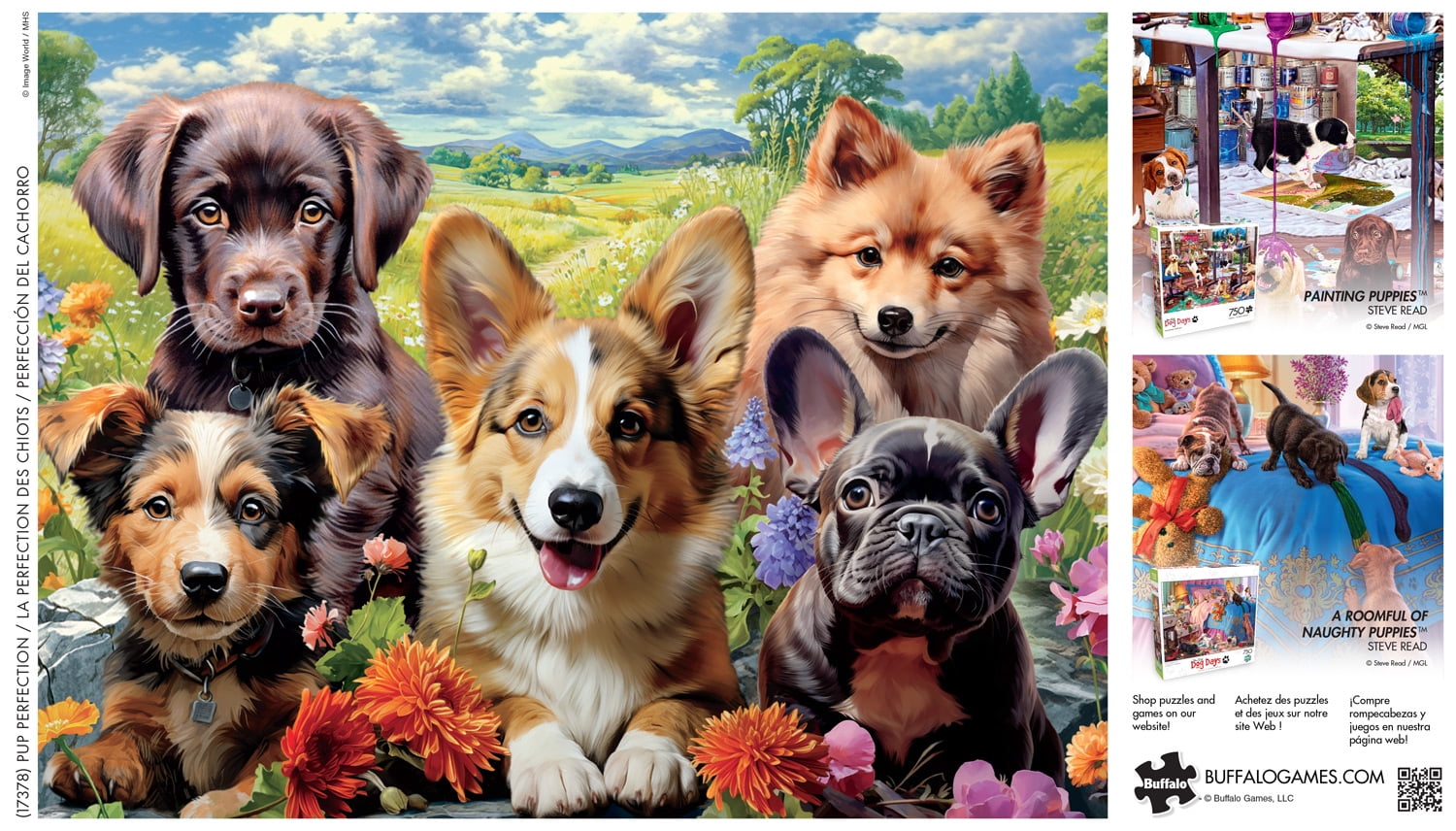 Buffalo Games Image World Perfection de Chiot Casse-Tête de 750 Pcs pour Adultes Casse-Tête Stimulant Parfait pour les Soirées de Jeux - Casse-Tête Fini Taille 24 x 18