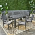 thumbnail image 2 of Noble House Julie Outdoor 7 Piece Traditional Expandable Dining Table Set, Sandblast Dark Gray/Gray, 2 of 8