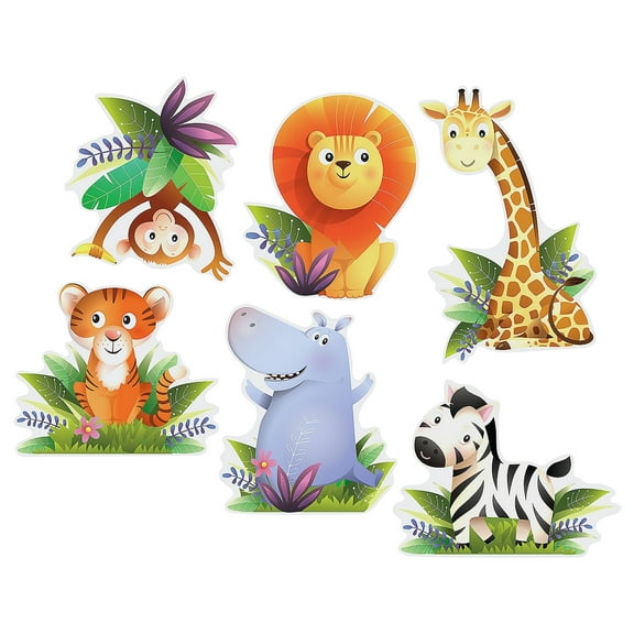 15 1/2" - 25" Zoo Animals Party Cute Critters Wall Cutouts - 6 Piece