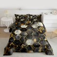 thumbnail image 2 of Feelyou Black Marble Ombre Full Size Comforter Sets, Gold Honeycomb Abstract Bedding Comforter Set, Teens Adult Girls Women Reversible Bedding Sets, Breathable Home Decor, 3pcs, 2 of 8