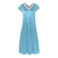 thumbnail image 3 of Birdeem Robe d'Été pour Femme, Mode, Unie, Col en V, Dentelle, Manches Courtes, Chandail, 3 of 12