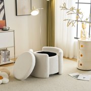 Cozy Boucle Storage Ottoman: Stylish Comfort with Hidden Storage, White