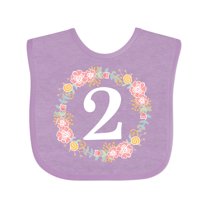 Inktastic 2nd Birthday Rose Wreath 2 Year Old Girl Girls Baby Bib