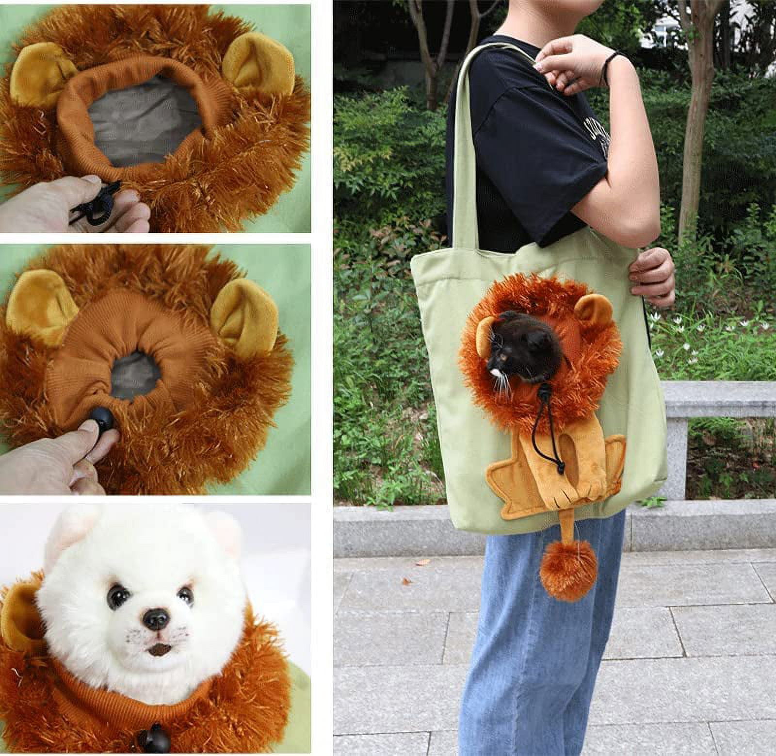  Plcnn Pet Canvas Shoulder Bag, Cute Lion-Shaped Small Dog  Carrier Portable Pet Carrying Chest Bag for Small Dogs and Cats Pet  Supplies : Pet Supplies