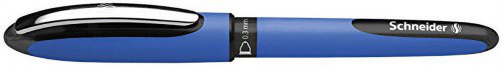 Schneider One Hybrid C Rollerball Pen, 0.3 mm Hybrid Conical Tip, Light Blue Barrel, Black Ink, Box of 10 Pens (183101)