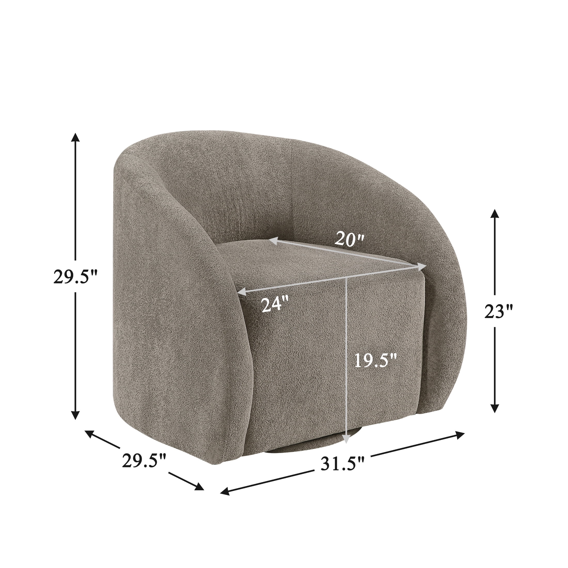 OakvillePark Lomi Contemporary Microfiber Swivel Chair, Grayish Brown