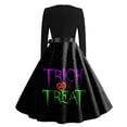 thumbnail image 3 of WTOBBY Women's Fashionable Retro Long-Sleeved Square-Neck Halloween Printed Evening Dress - Elegant and Glamorous Gown for Formal Events,Black L, 3 of 4
